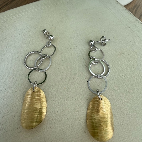 Vintage Vior Sterling Silver mixed metal dangle earrings - Picture 3 of 4